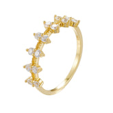 Round Zircon Leaf Silver Ring